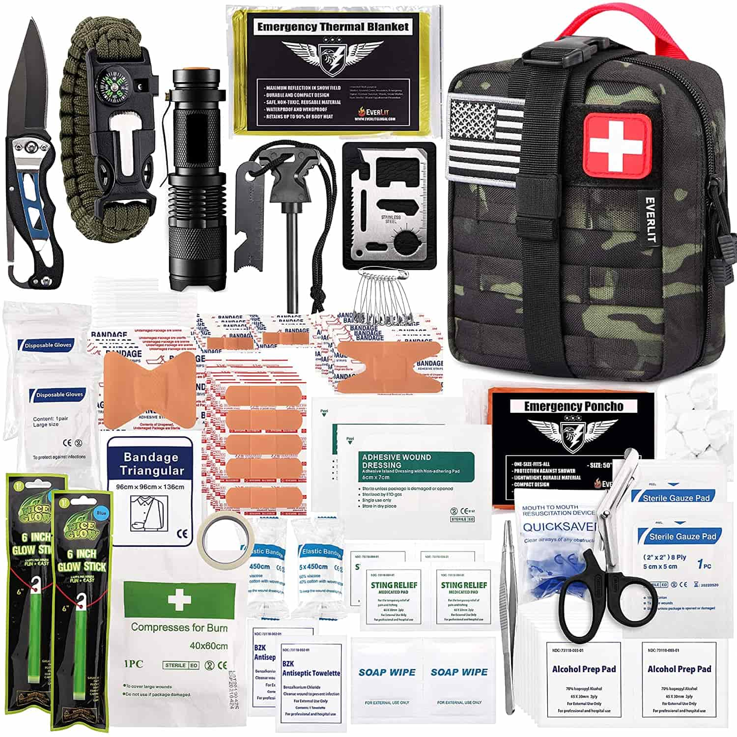 Black Camo Survival First Aid Kit inneholder 250 stk førstehjelpssett